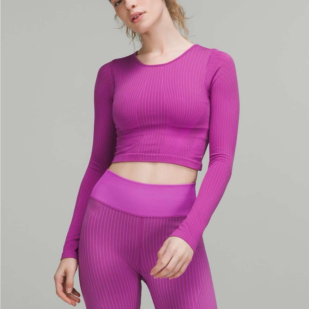Lululemon Ebb To Street‎ Long Sleeve Shirt Size 2 Plum